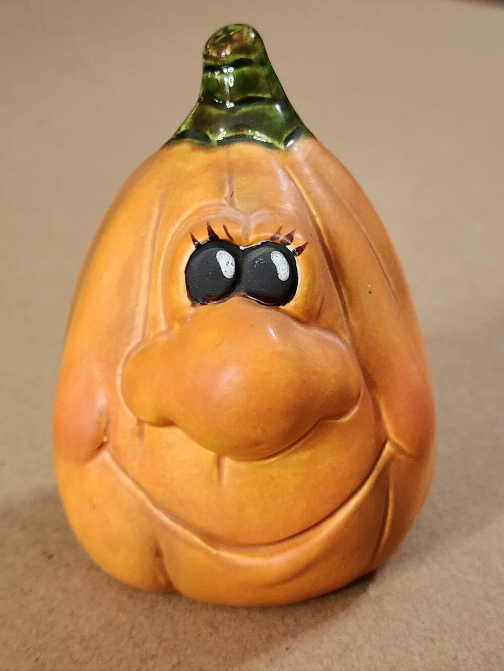 Halloween Ceramic Anthropomorphic Pumpkin Silly Face Handpainted 3.75" Decorativ - Picture 10 of 10
